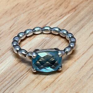 Pandora Silver Ring with Blue Gemstone